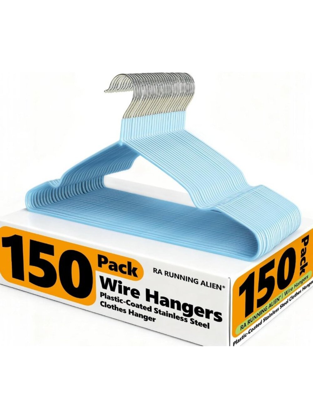 150 Non-Slip Plastic Coated Metal Hangers - Space-Saving Thin Clothes Hangers